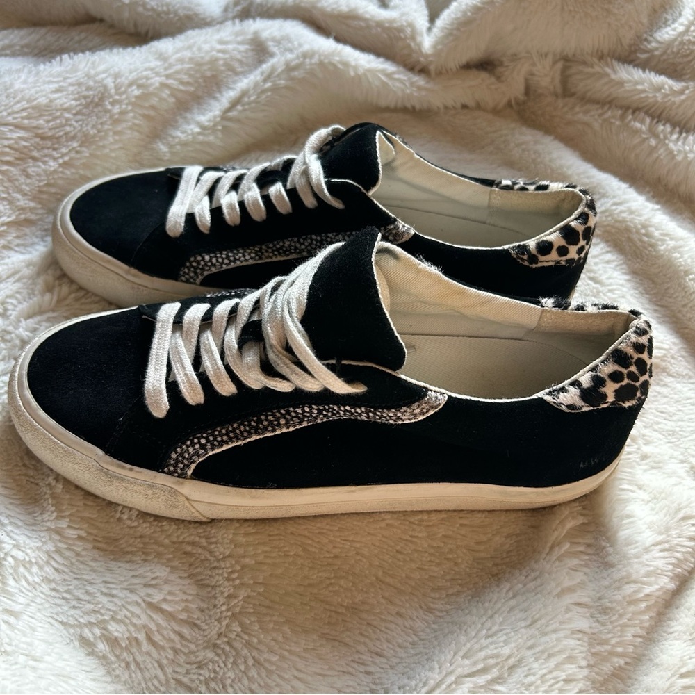 Madewell Sidewalk Low Top Leather and Calf Hair Sneakers